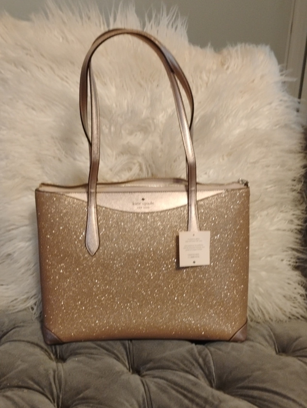 kate spade Metallic Gold Glitter Tote